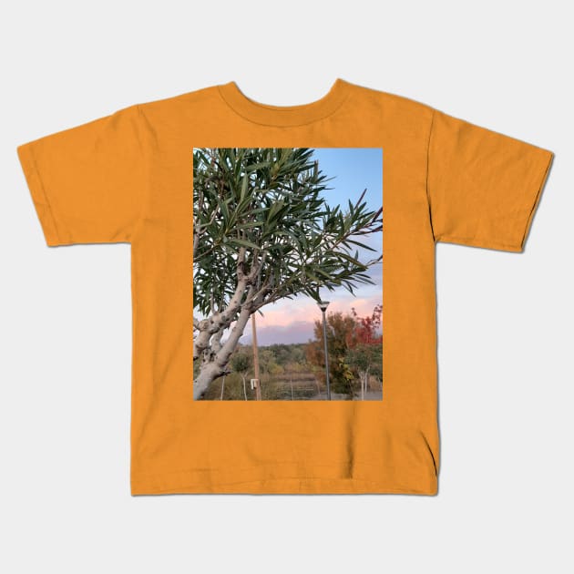 Sunset in a park Kids T-Shirt by Stephfuccio.com